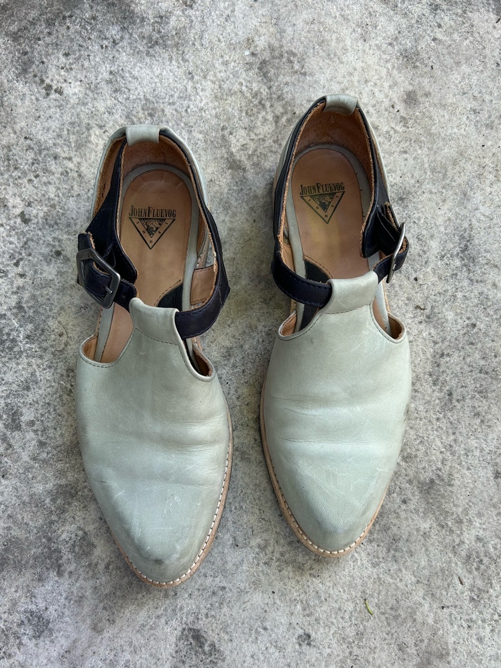 John Fluevog Modvog Maria-Louisa Side Buckled T-Strap Shoe, size 7.5